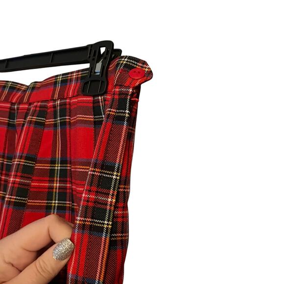 Pierre Cardin Red Tartan Plaid Skirt Collegiate Academia Vintage Preppy Retro - Picture 5 of 8